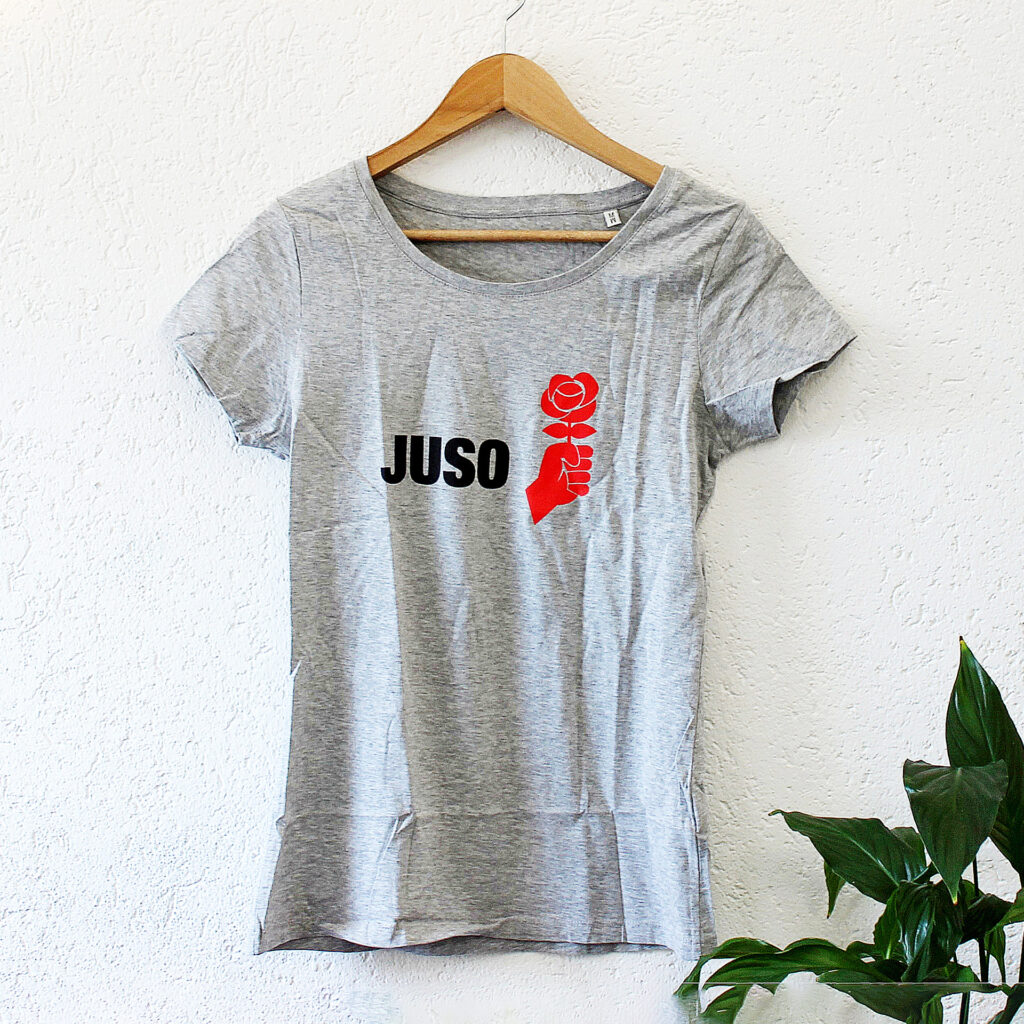 Graues T-Shirt mit JUSO Logo